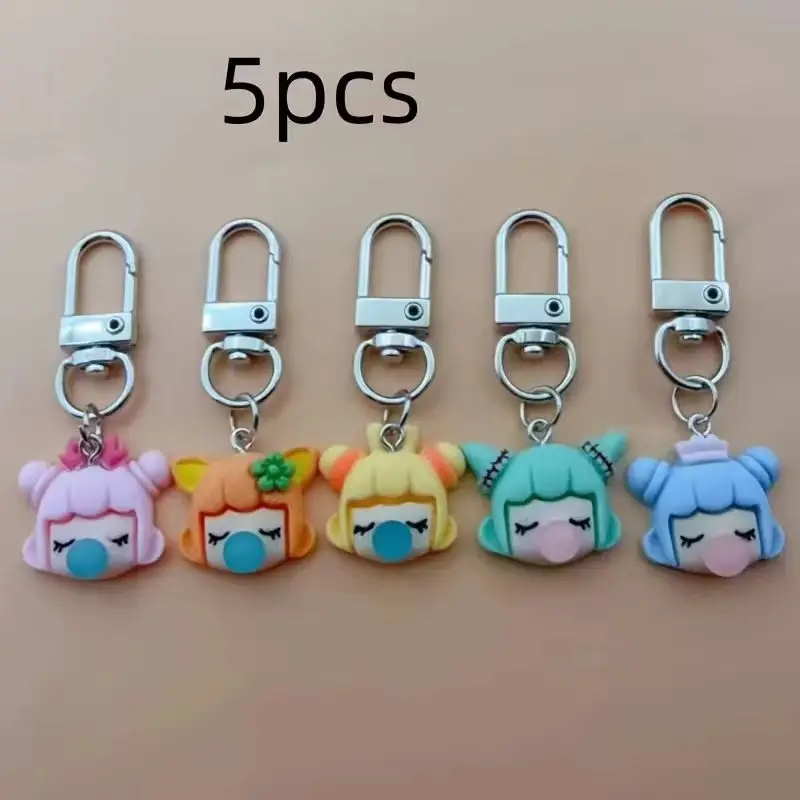 5pcs resin girl keychain, suitable for bags and car accessories, a great gift choice view 3