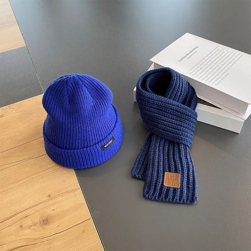 

2Pcs/Set Winter Cute Kids Hats Scarfs Set Windproof Warm Children Knitted Hat Soft Ear Protection Winter Warm Scarf Toddler