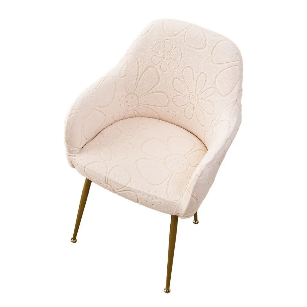 Floral Jacquard Pattern Armchair Slipcover Anti-Scratch Material Universal Fit Dining Chair Cover Curved Design Stretch Fabric