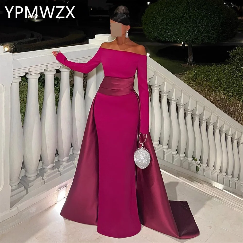 

Customized Party Dress Occasion Prom Gown YPMWZX Off-the-shoulder Column Floor Length Skirts Stole Bespoke Dresses Eve