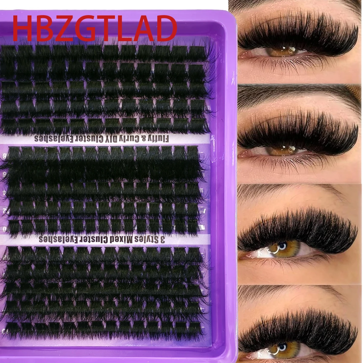 8DFluffy DIY10-18mm160D-200D Cluster Eyelashes Mixed Eyelash Extension 0.07mm Russian D Curl Thick And Reusable Dramatic Lashes