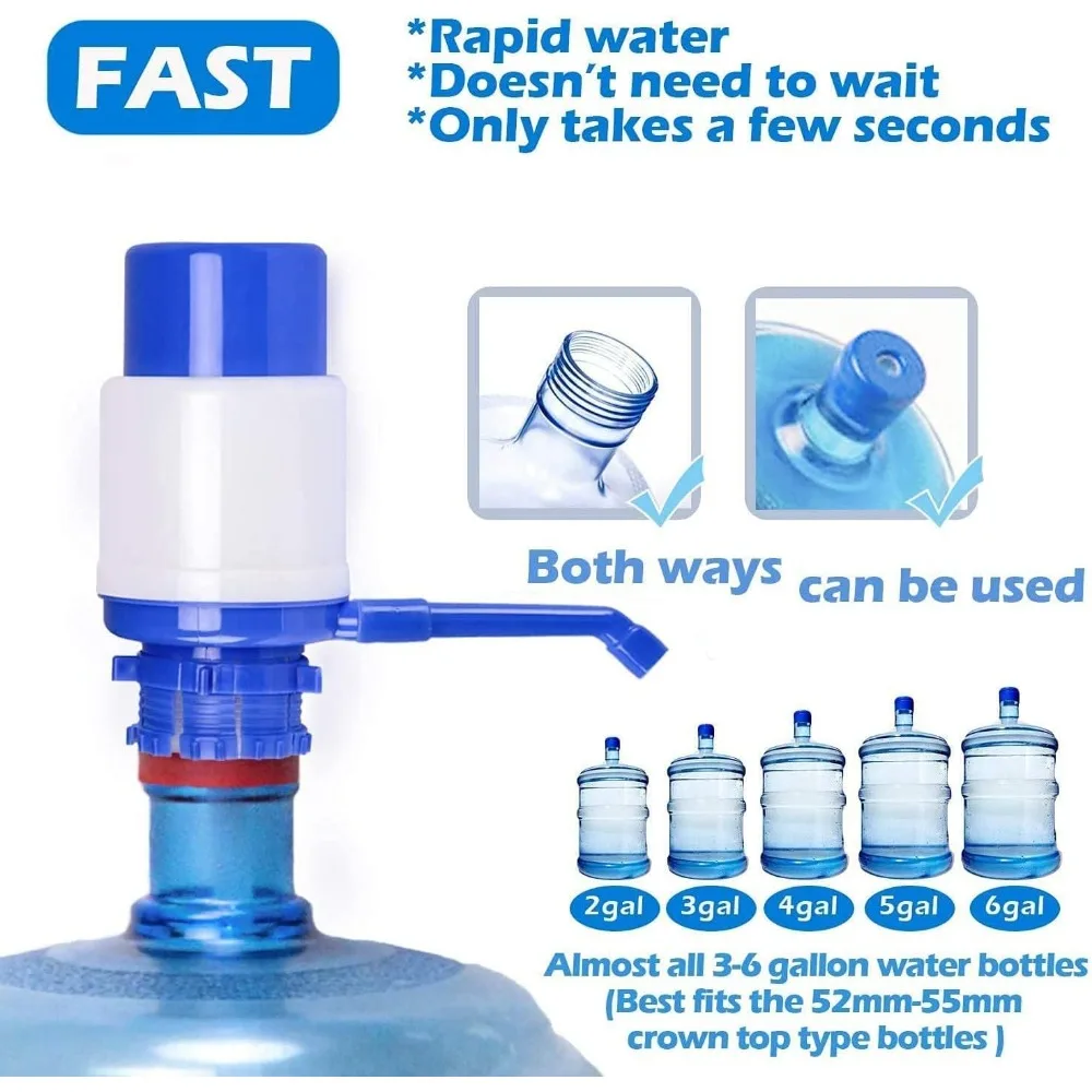 Water Bottle Pump Portable Manual Pump Dispenser Manual Pressure Drinking Water Pressure Pump Suitable for Most Water Dispensers