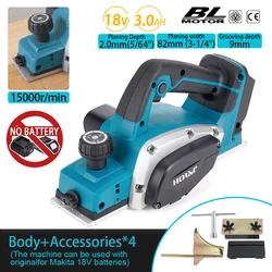 Brushless Electric Planer Cordless Handheld Wood Cutting Power Tool Planing Machine Carpenter Woodworking For Makita 18V Battery