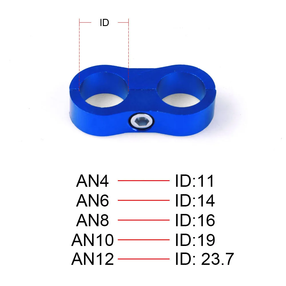 AN4 AN6 AN8 AN10 AN12 Braided Rubber Hose Line Clamp Aluminum Anodized Line Separator Separator Divider Clamp Kit Black Blue