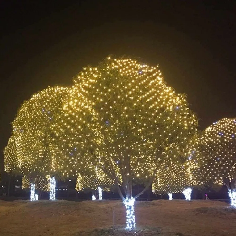 Spina UE LED Net Mesh String Light 3 colori Impermeabile Albero di Natale Luce 3mx2m 1.5x1.5M Fata Luce Ghirlanda Capodanno Decor