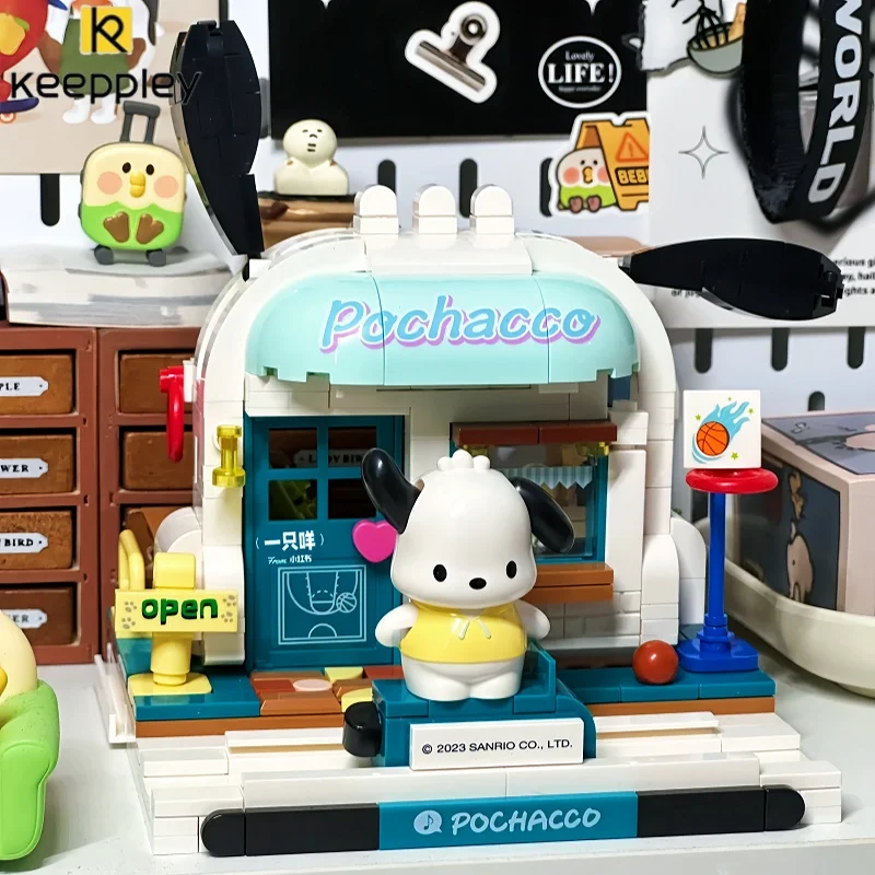 Keeppley Sanrio Building Blocks Pochacco House Architectural Model Cute Cartoon Decoration Puzzle Assembly Ornament Gift