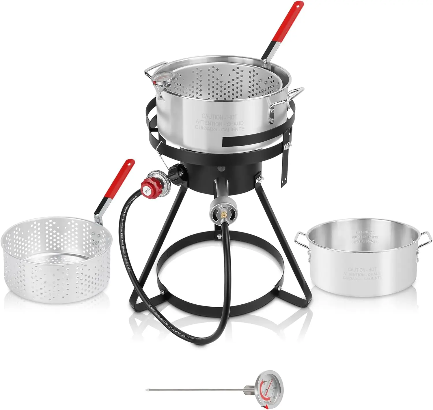 

Outdoor Fish Fryer Propane Crawfish Boiler Fish Fryer Outdoor Seafood Boiler/Steamer Kit with 50000 BTU Gas Burner Heavy Duty St