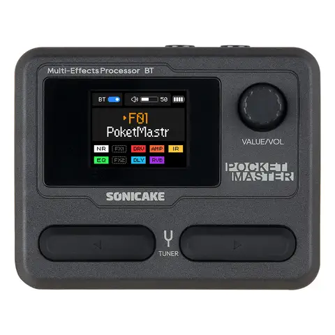 SONICAKE Pocket Master Compact Guitar Bass Amp 100+ Pedal multiefectos Control por aplicación 1,77 "pantalla LCD a color QME-10