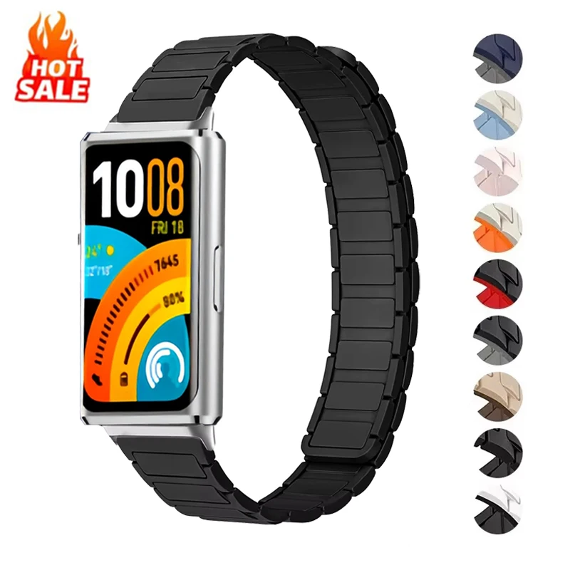 Image of Starke magnetische Armbänder für Huawei Band 11/11 Pro Armband Sport Silikon Pulseira Correa Huawei Smart Band 11 Pro Zubehör