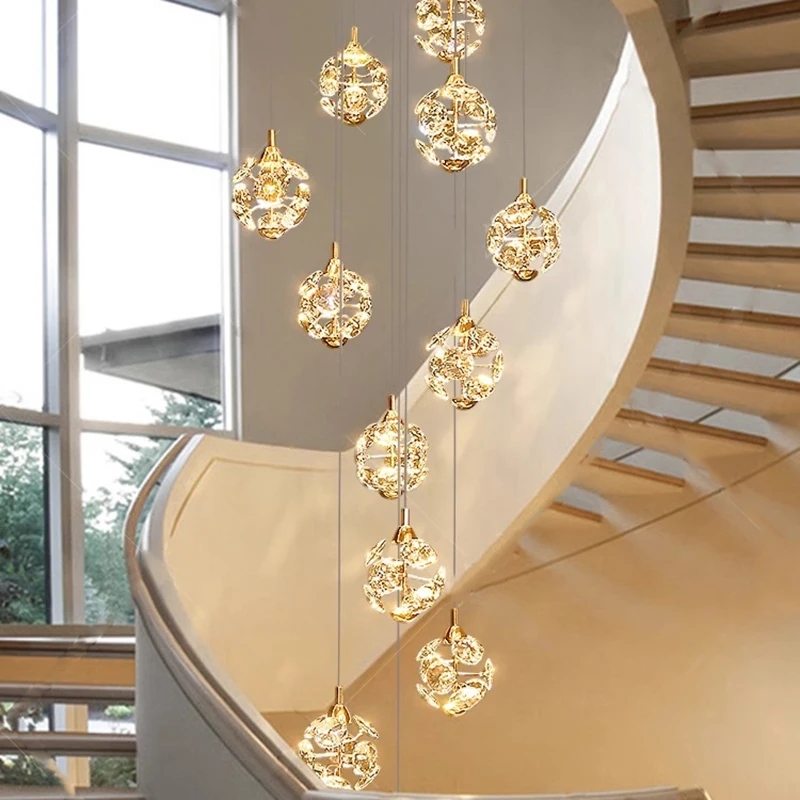 

Современная лестничная люстра, подвесные светильники, внутреннее освещение, потолочный светильник, подвесной светильник, светодиодные люстры для гостиной, внутреннее освещение
