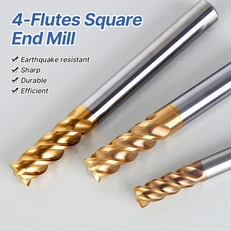 

HUHAO Lengthen Milling Cutter for Steel CNC Maching Endmills 4Flutes End Mill Tungsten Steel Milling Cutter Tool for Metal