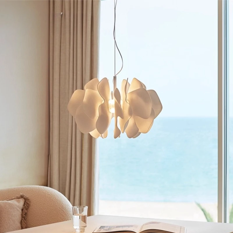 Nordic Creative White Petal Ceramics LED Ceiling Pendant Lights Personality Living Room Bedroom Restaurant Kitchen Hanging Lamps
