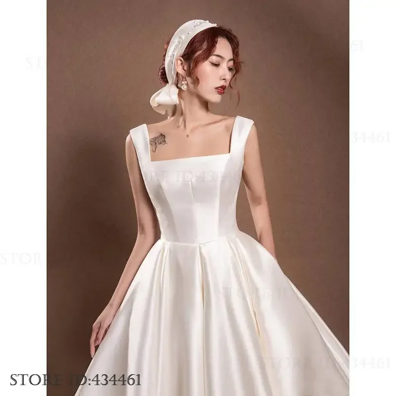 우아한 새틴 신부 웨딩 파티 드레스 여성 섹시 이브닝 파티 드레스 섹시 백리스 큰 리본 여성 베스티도 로브 드 소아레