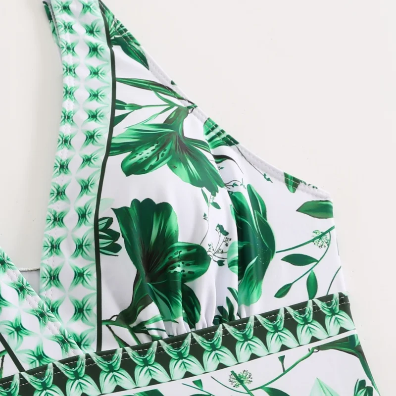 2025年新作 エレガントな女性用水着 スカート付き ハイウエスト 水着 カバーアップ レディース スカート ファッション プリント ドレス ビーチウェア