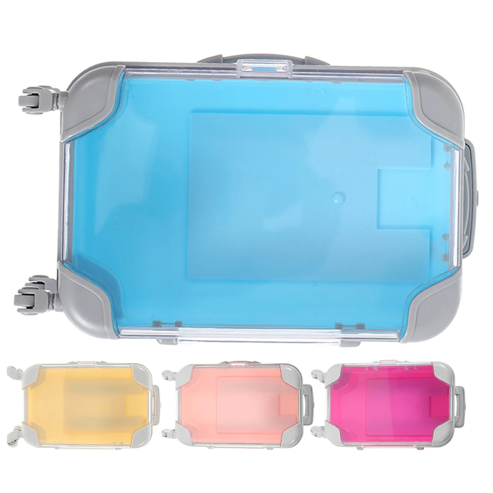 

4pcs Luggage Shape Storage Boxes Transparent Mini Suitcase Travel Makeup Organizer Eyelash Packaging Box Rolling Hard