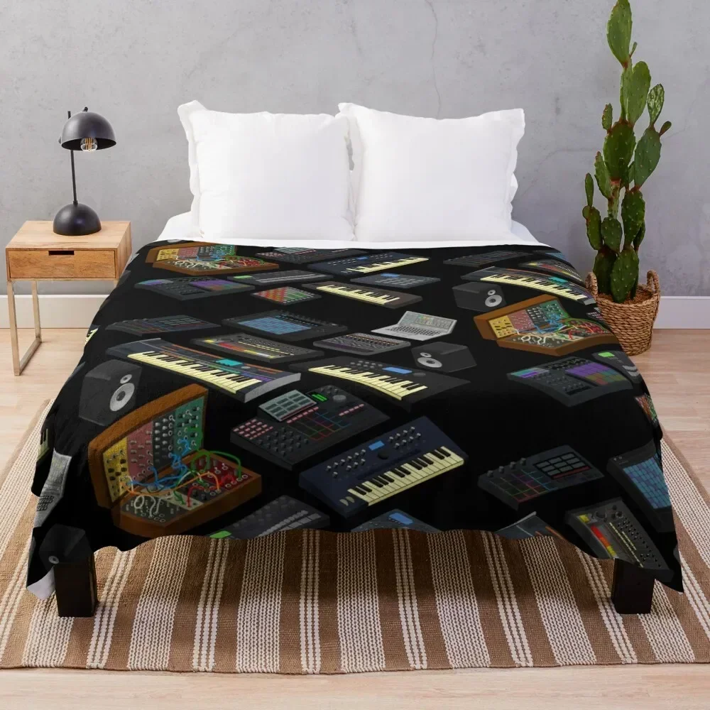 Synthesizers for Electronic Music Producer Throw Blanket Travel Blankets For Bed Sofa Blankets