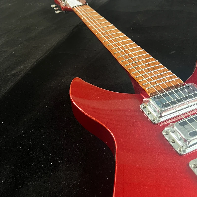 Metallic Red Gloss Electric Guitar, 527mm String Distance, Solid Wood Body, Tremolo System, Shipped from US Warehouse, Free Shipping