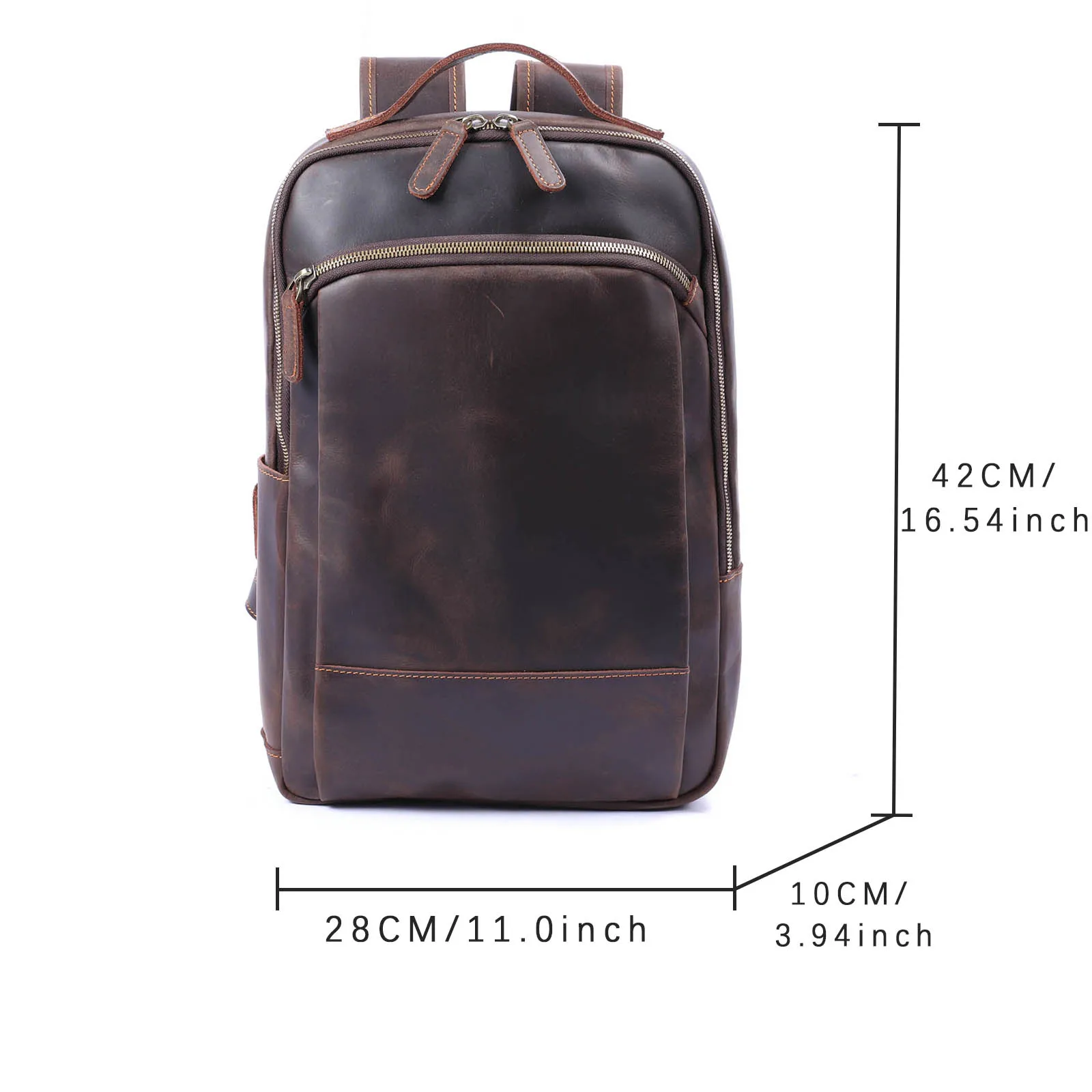 S.WORKER Vintage Echtleder-Rucksack 16“ Laptop-Tasche Crazy-Horse-Leder Schultasche Outdoor-Reise-Weekender-Schultertasche – Detail 3