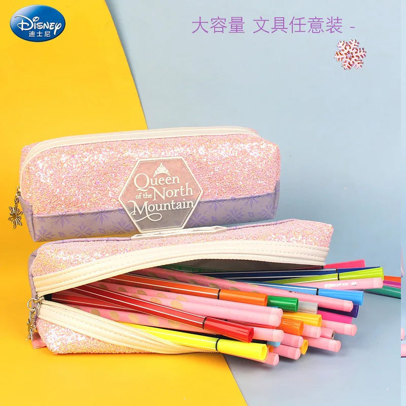 New Disney Frozen Pen Bag Large-capacity Student Simple High-value Cute Bag Girl Heart Storage Bag Pen Box School Supplies Gift