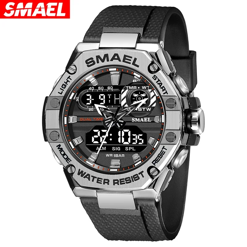 

SMAEL Sport Watch for Man Dual Time Watch for Men Led Light Watch Alarm 8066 Fashion Sport Watches Military S Shiock Wristwatch