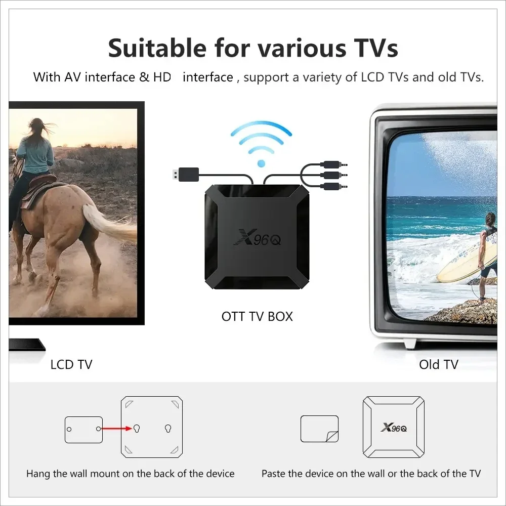 Hot X96Q Android 10.0 4K Fast Smart TV BOX 2GB 16GB Allwinner H313 Quad Core Set top box Suitable for various TV BOXS 1GB8GB