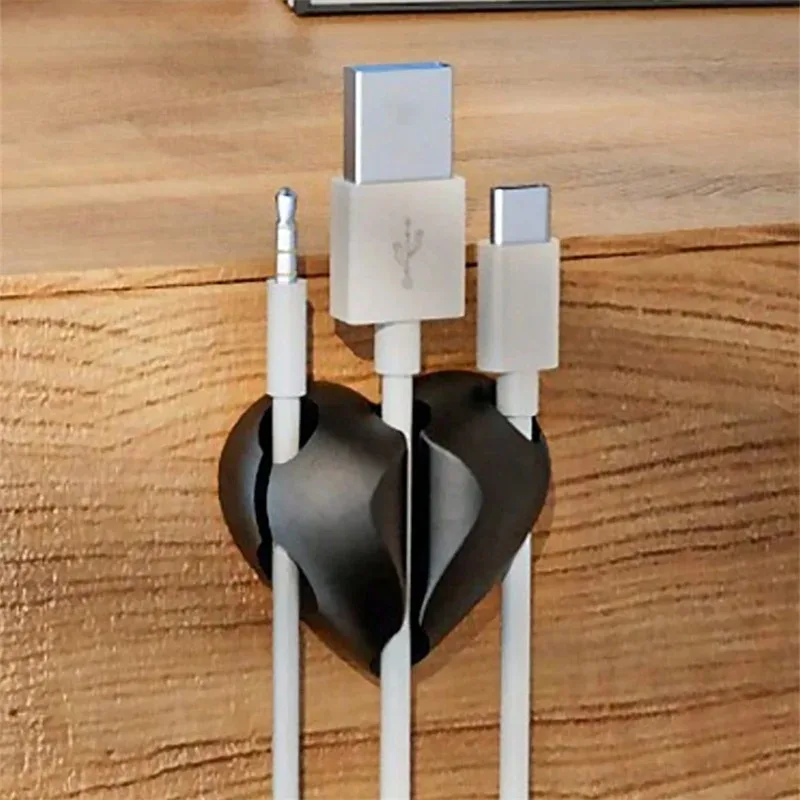 2/4pcs Heart-Shaped Mini Cable Winder Organizer USB Charging Cable Clips Desk Tidy Organiser Holder Protectors Home Office Car