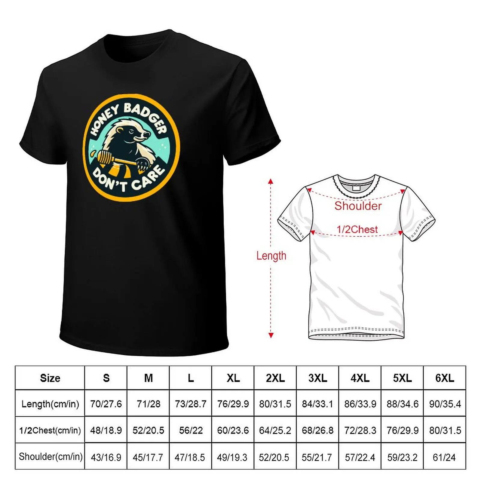 Honey Badger Don't Care T-Shirt Simple Solid Color Crew Neck Tee