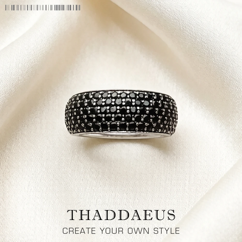 Black Pave Band Ring,Europe Style Classic Fine Jewerly For Men & Women Gift In 925 Sterling Silver