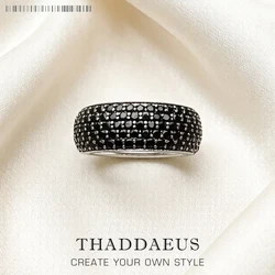 Black Pave Band Ring,Europe Style Classic Fine Jewerly For Men & Women Gift In 925 Sterling Silver