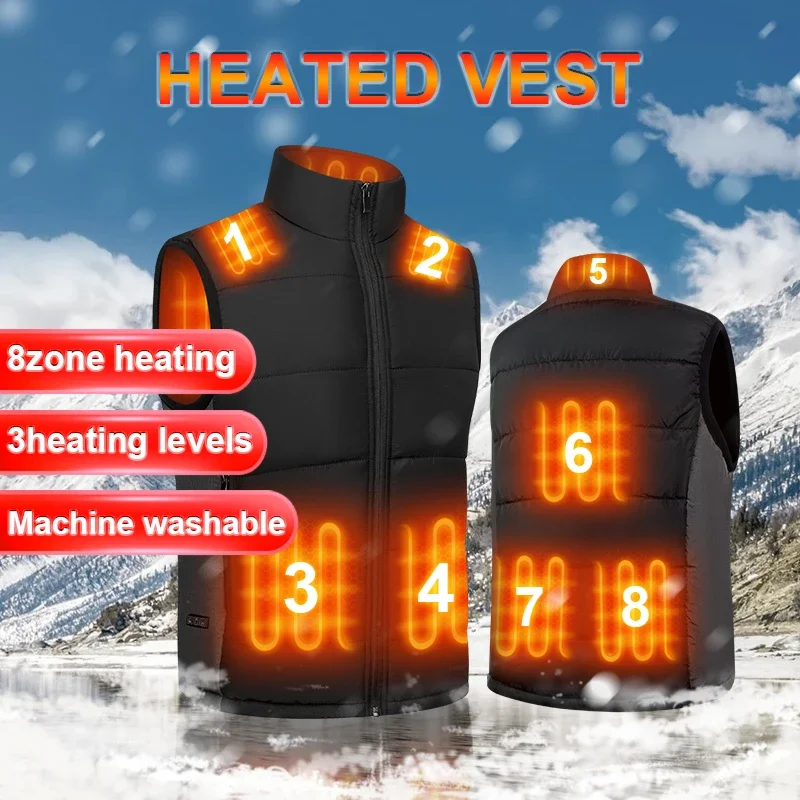 

2024 Heated Vest Unisex Heated Jacket Men Hiking Vest Outdoor Sports Coat Warming Thermal Women Clothing for Fishing Camping Ski