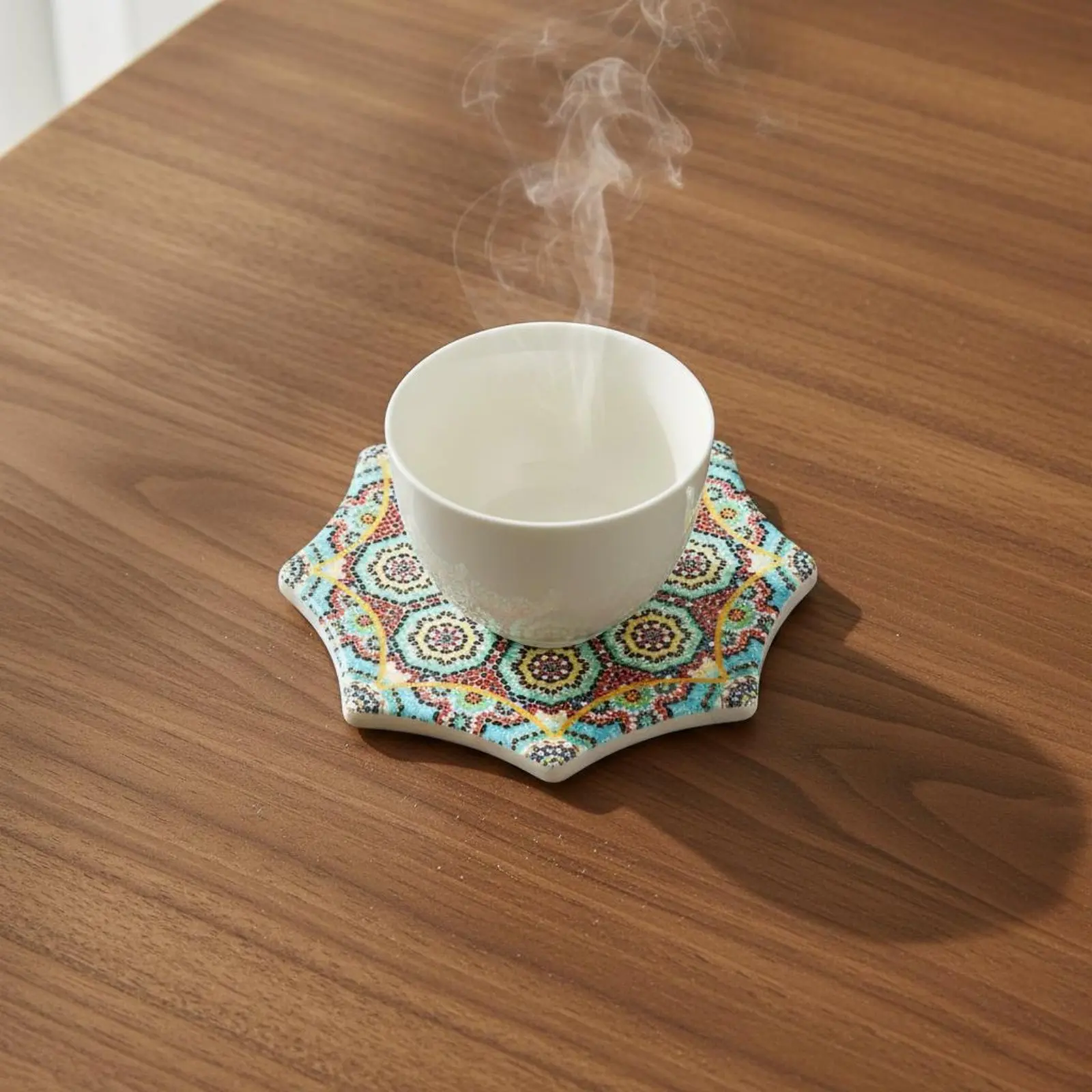 

Ceramic Coaster Decorative Tea Cup Coaster Tea Cup Mat Non-Slip Table Accessory Quick Drying for Homestay