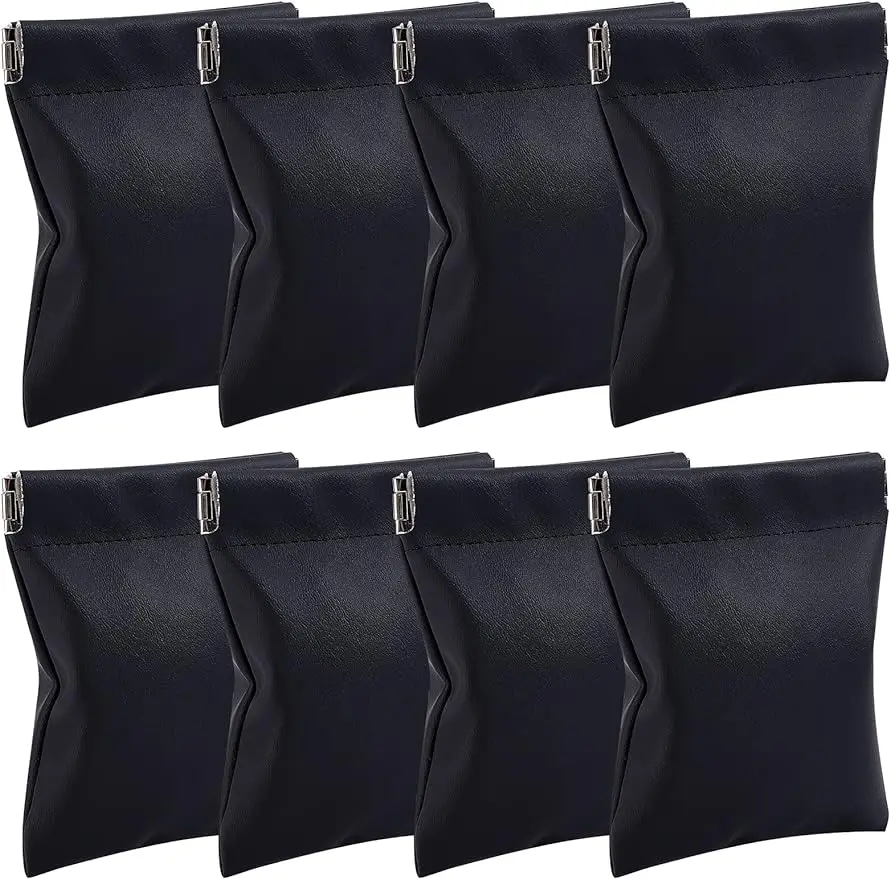 

8Pcs Black PU Leather Jewelry Pouch Slim Engagement Wedding Ring Pouch Party Favor Earrings Necklace Gift Bag for Wedding