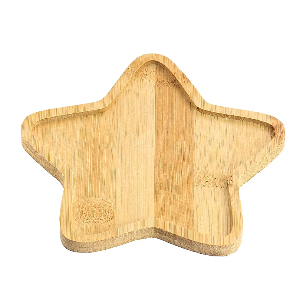 

15CM Bamboo Star Shaped Wooden Tray Natural Wooden Pentagram Storage Organizer for Jewelry Display Home Decor Crafts