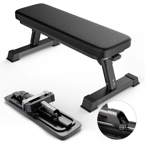 

Finer Form Gym Quality Foldable Flat Bench for Multi-Purpose Weight Training and Ab Exercises - Free PDF Workout Chart Included