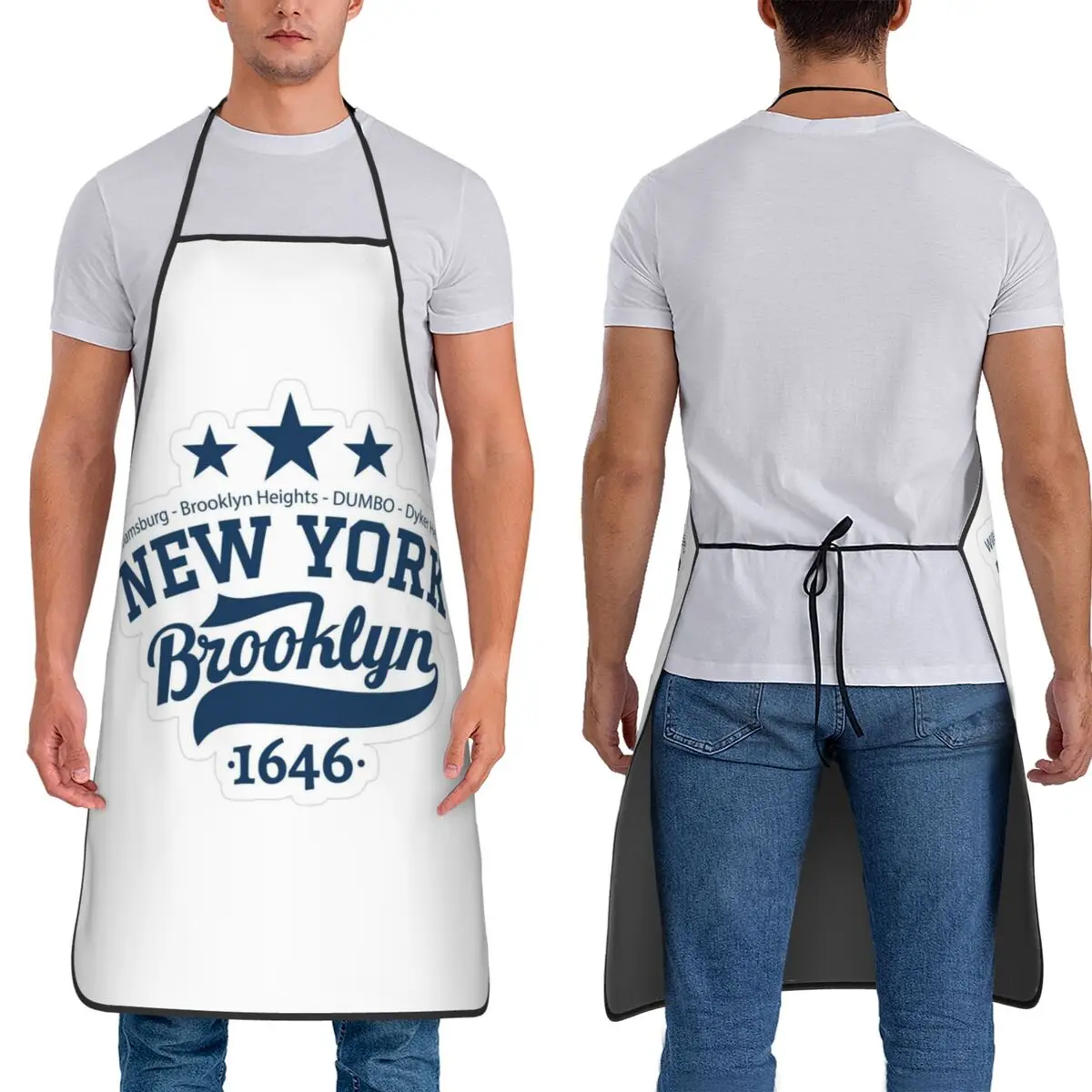 

Brooklyn New York Apron Chef Cooking Tablier Sleeveless Bib Kitchen Cleaning Pinafore for Women Men Gardening