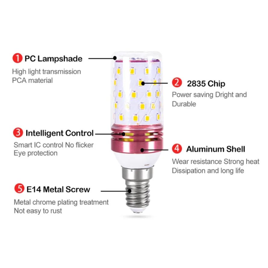 Żarówka ledowa AC 85V 265V E14 żarówka Led świeca żarówka Corn stołowy E27 prowadził 12W 16W Bombilla żyrandol żarówka kukurydza