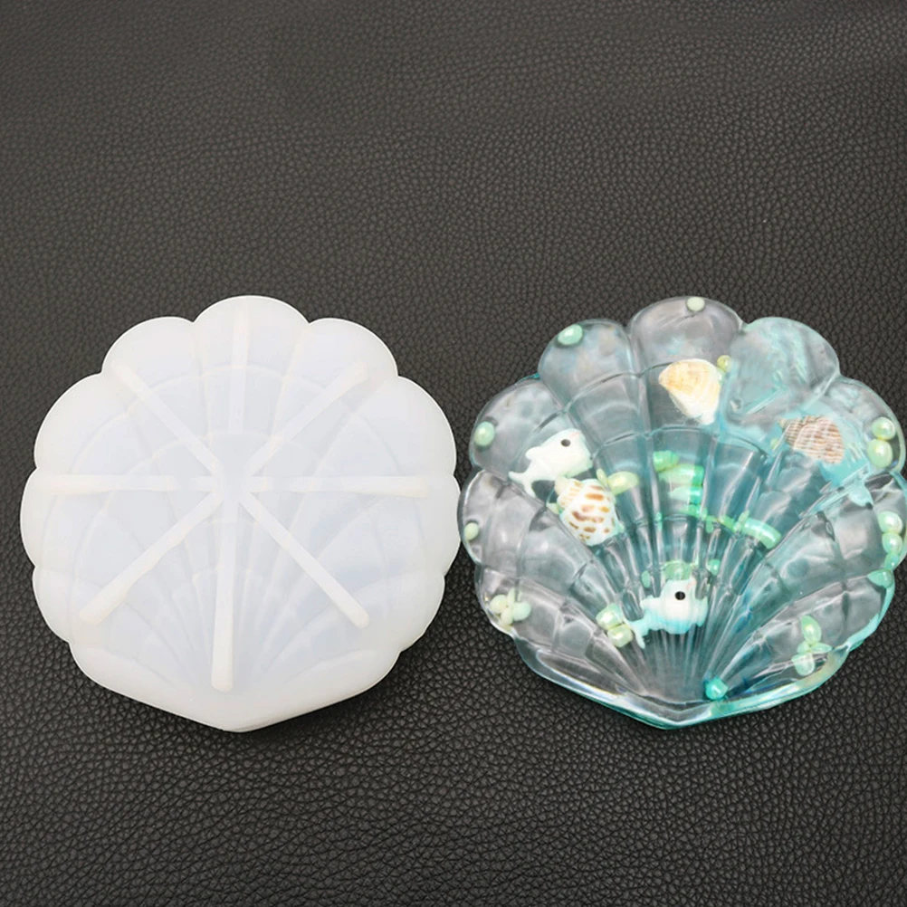 

Crystal Epoxy Mold Resin Accessories Crafts Baking Fondant Cake Storage Shell Silicone Jewelry Box White Portable Safe Material