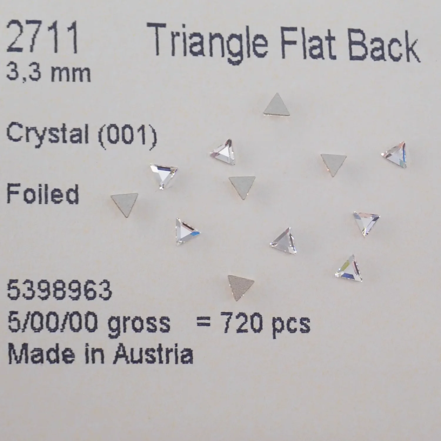 2711 Dreieck, flache Rückseite, kein Hotfix, echt aus Österreich, lose Perlen, Strasssteine für Nagelkunst, DIY-Schmuckherstellung, Zubehör