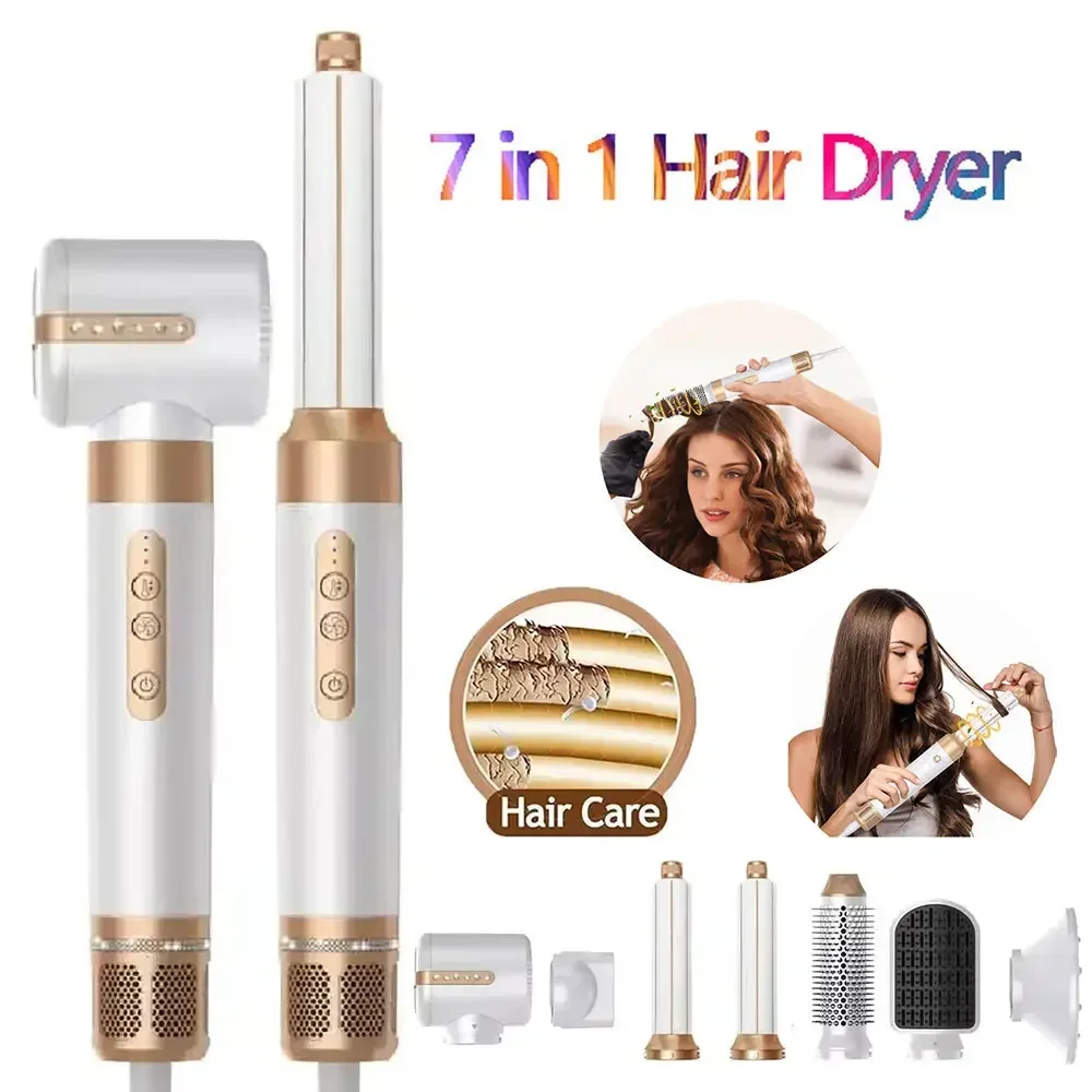 7 in 1 Hair dryer Professional Negative Ion curling Iron Hair Straightener Brushless Motor High Speed Hair Dryer Hot Comb Set