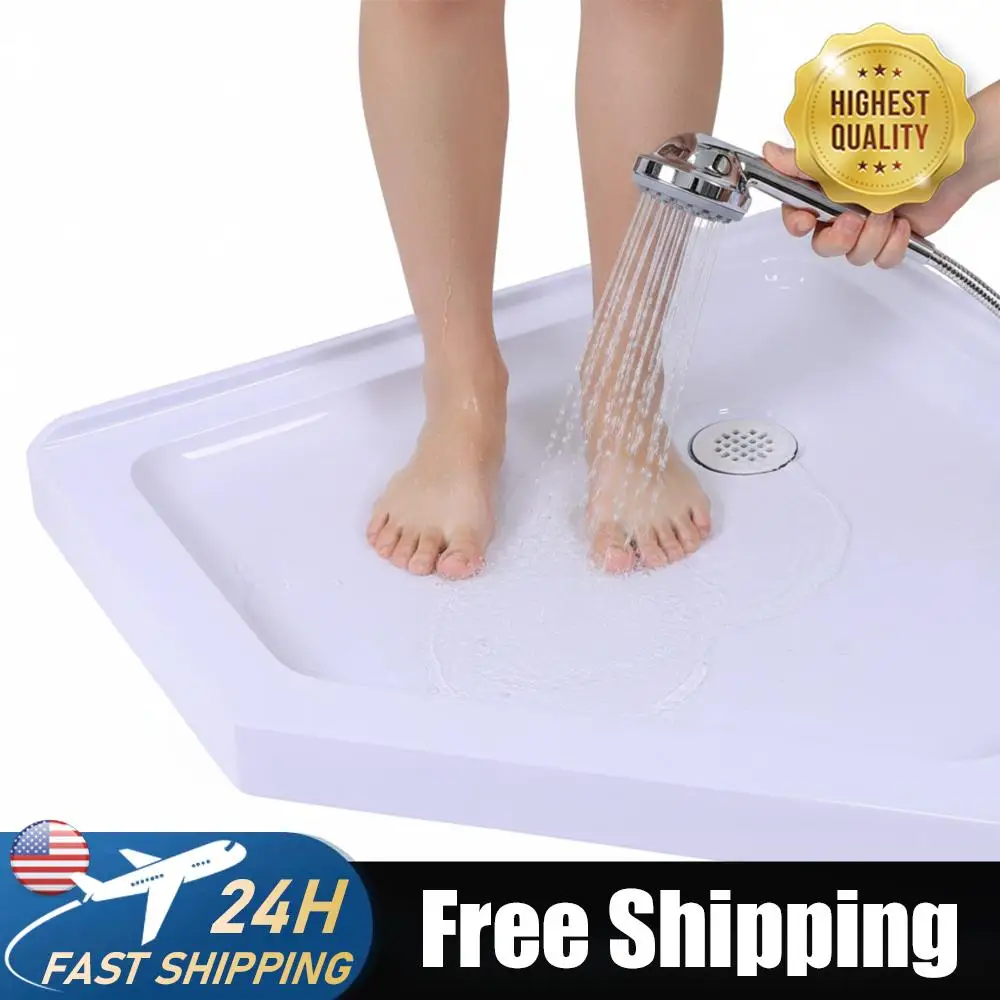 

Поддон для душа с угловым сливом, акриловый, с нескользящей текстурированной поверхностью, 37 дюймов. Длина X 37 дюймов. W для современных ванных комнат