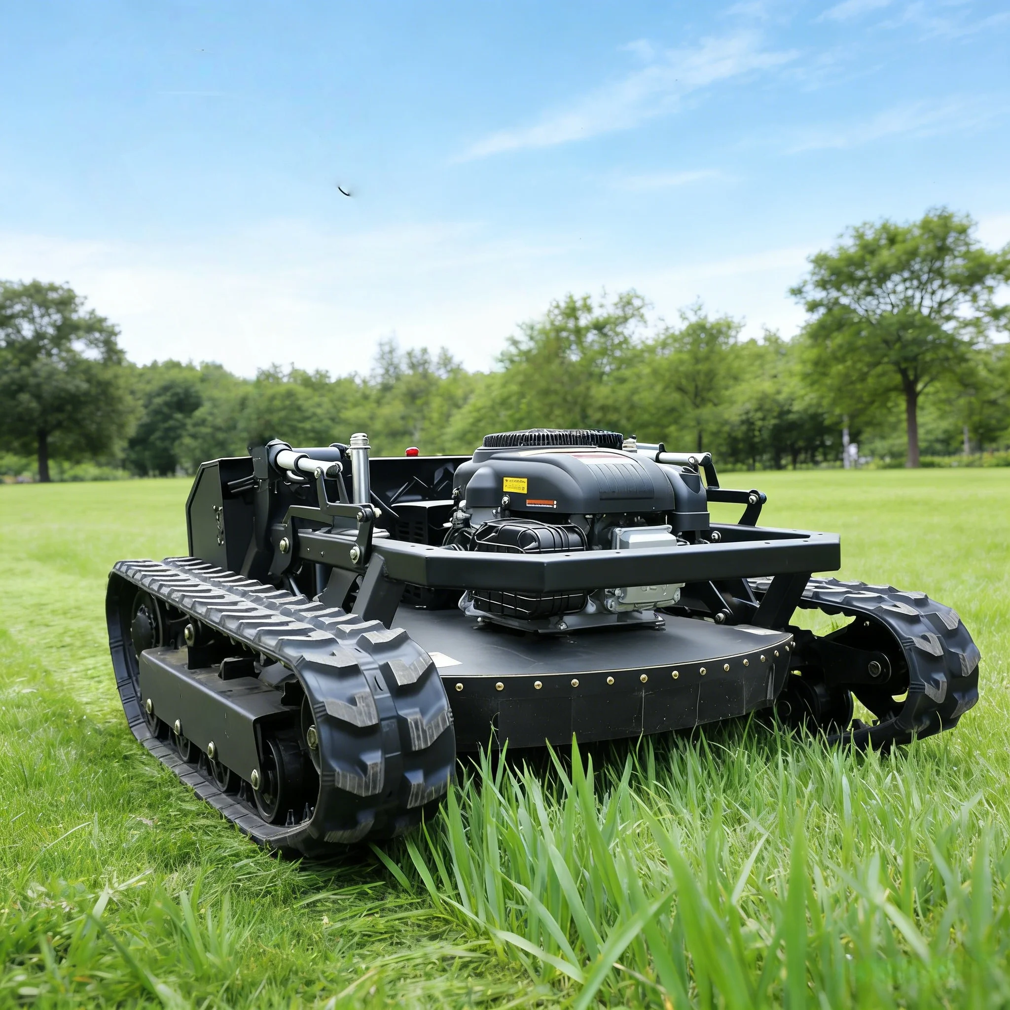 Rubber Track Lawn Mower 900mm, Tracked Grass Cutter Mower, Heavy Duty Rough Cut Lawn Mower for Park Garden Lawn Care