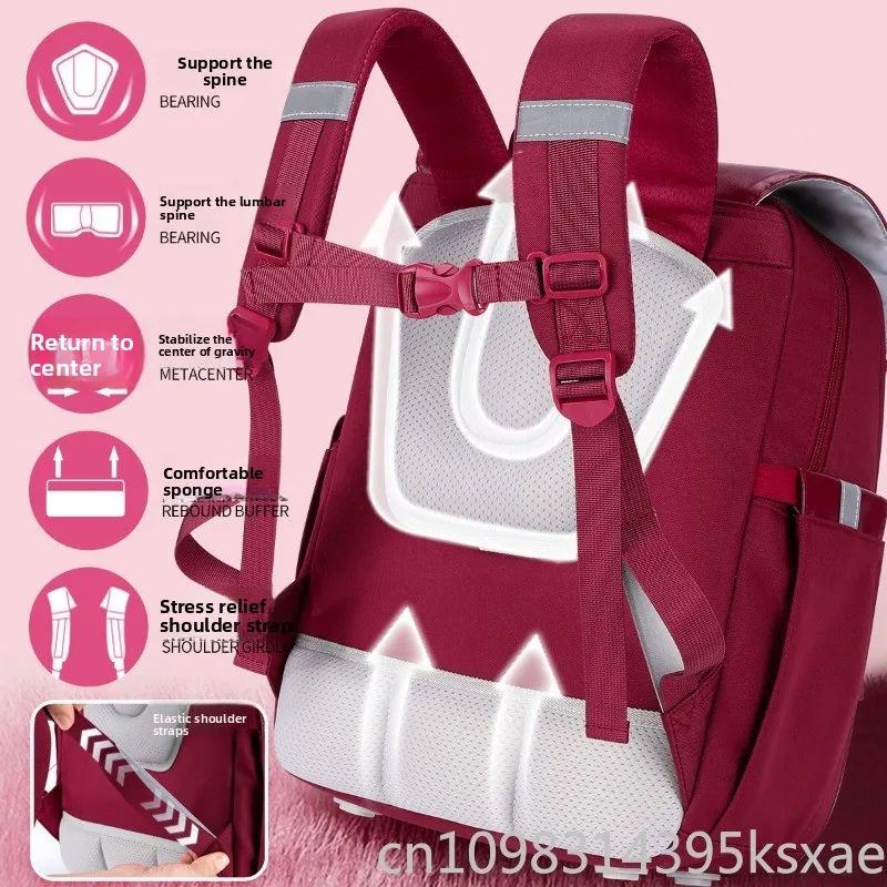 Disney Lotso Girls School Backpack Large Capacity Ergonomic Support Lightweight Durable Bookbag for Elementary Students
