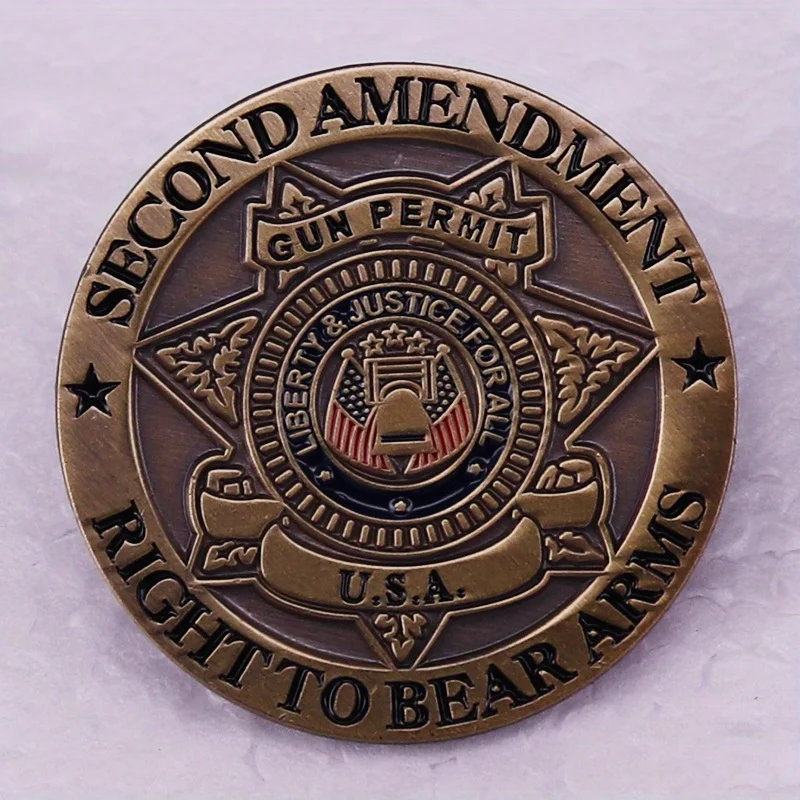 1 Stück Retro American Citizen Emaille Pin Zweiter Verfassungszusatz Recht auf Bärenabzeichen, Kleidung, Halsbänder, Hüte, perfektes Geschenk für Freunde