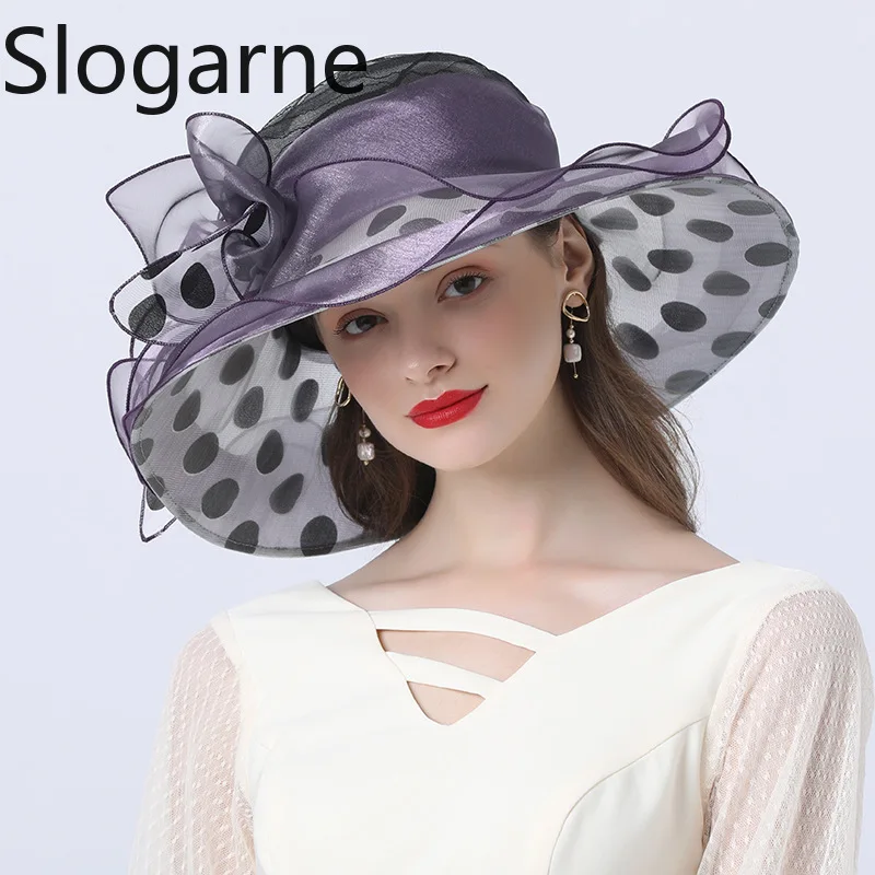 

Европейские и американские широкополые солнцезащитные шляпы из сетки с цветочным узором для женщин, летние элегантные пляжные шляпы от солнца, свадебные шляпы-котушки