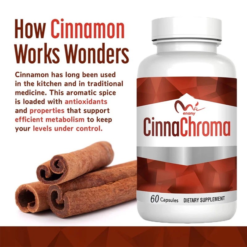 CinnaChroma 60 Cinnamon Capsules - Contains Chromium and Vanadium Pyridinate to Support Metabolic Cardiovascular Health