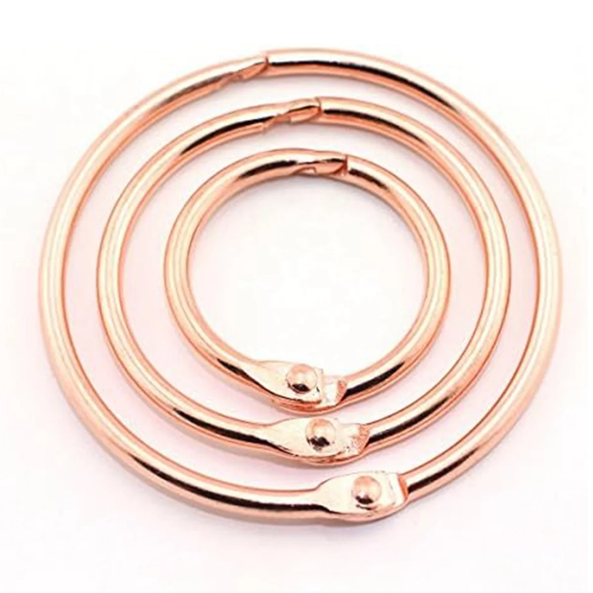 مجموعة متنوعة من حلقات الكتب من الذهب الوردي ، أداة ربط معدنية ، مشبك مفصلي ، حلقة ربط سهلة الاستخدام ، 1 بوصة ، 2 بوصة ، 50 بوصة