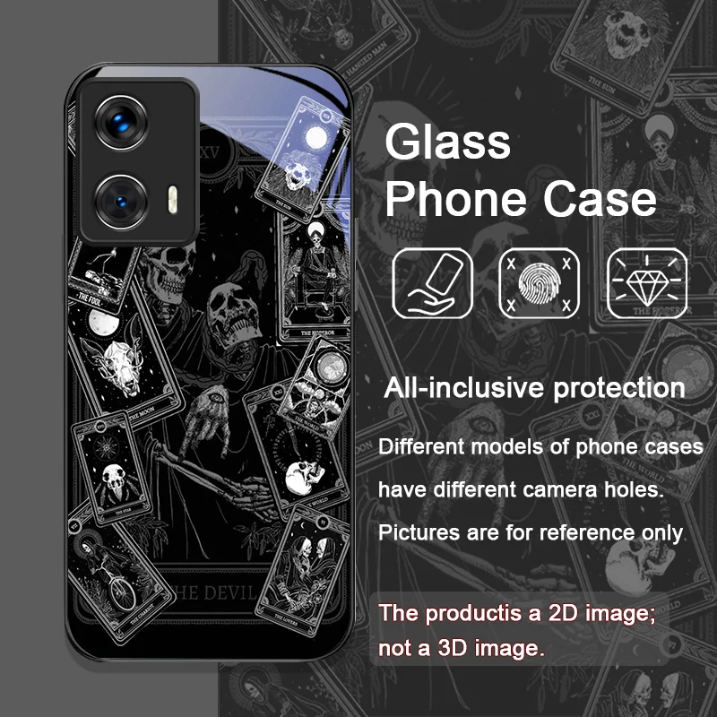 Vintage Gothic Tarot Cards Printed Tempered Glass Phone Case for Motorola Moto G85 G84 G75 Edge 50 Fusion 40 Neo 30 Pro 5G Cover - view 4