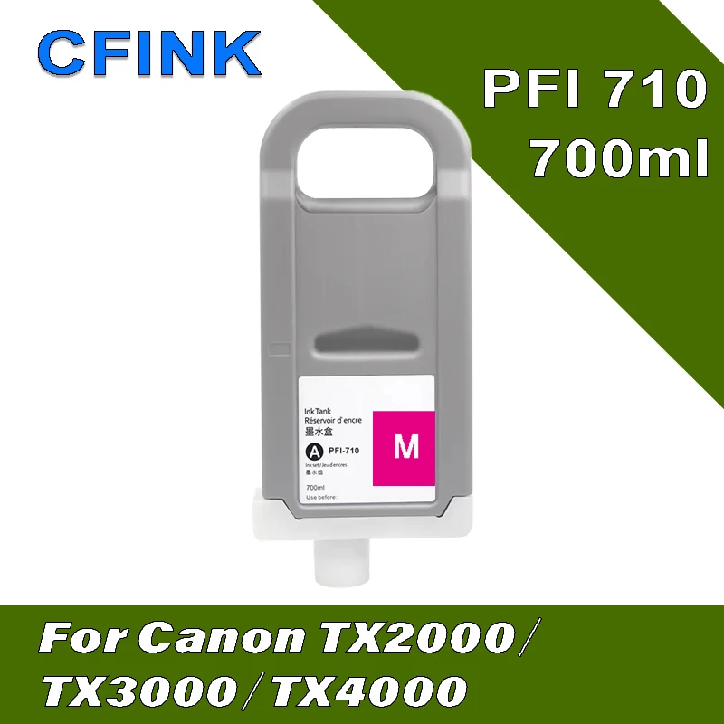 CFINK PFI-710 PFI710 Refill Dye Ink Compatible Ink Cartridge for Canon TX2000/ TX3000/TX4000 with Chip