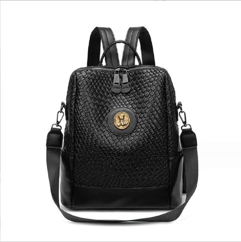 New Fashion High Quality Woven Soft Leather Backpack Women Large Capacity Travel Shoulder Bags School Bag Leisure Backpacks