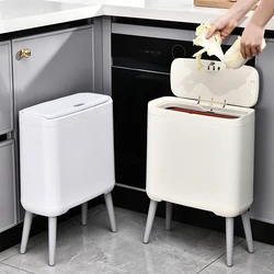 Large Capacity High Foot Garbage Bin, Press Open Lid Storage Box, Suitable For Kitchen, Bathroom, Bedroom